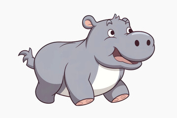 Cute cartoon baby hippo illustration
