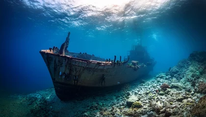 ship wreck at the bottom of the ocean