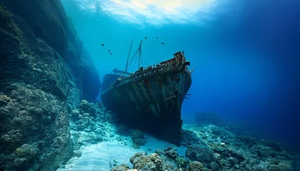 Naadloos Fotobehang Airtex ship wreck at the bottom of the ocean © Digital Equilibrium 