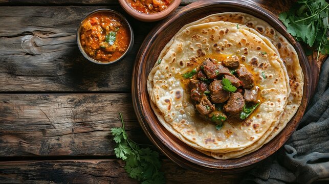 Naan with mutton curry | Parotta with mutton chukka