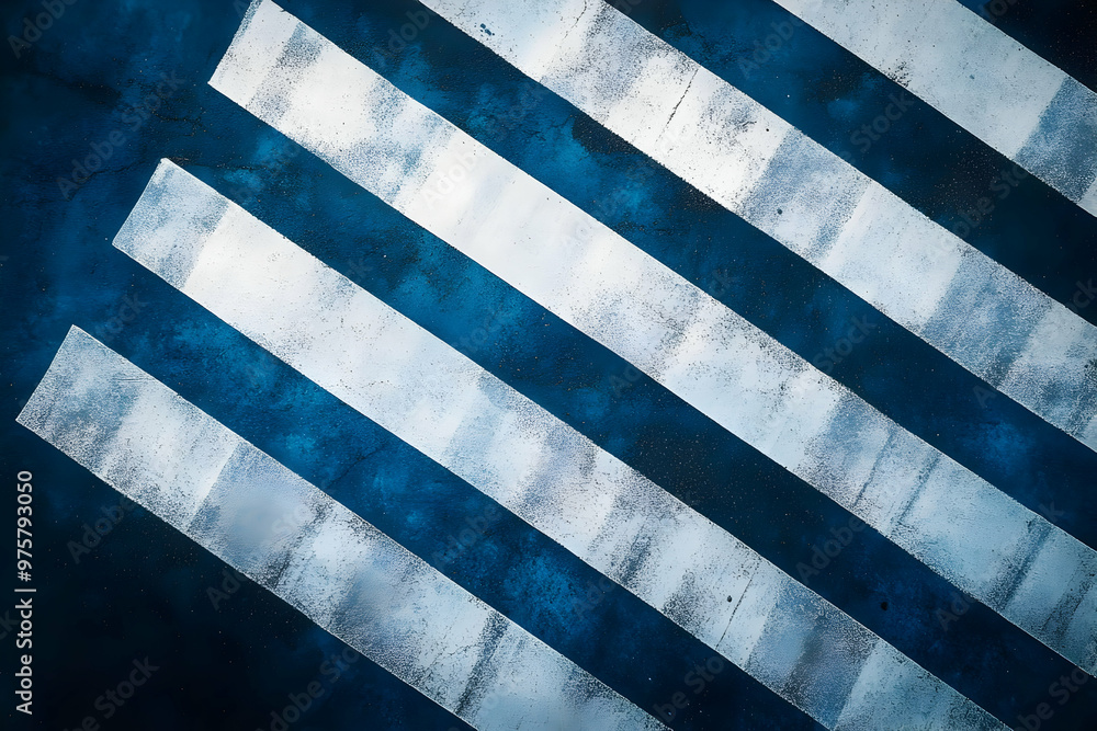Poster abstract blue background with diagonal white stripes creating a modern, dynamic visual effect for ar