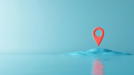 A distant island on the horizon with a pin icon, symbolizing a new target in business exploration