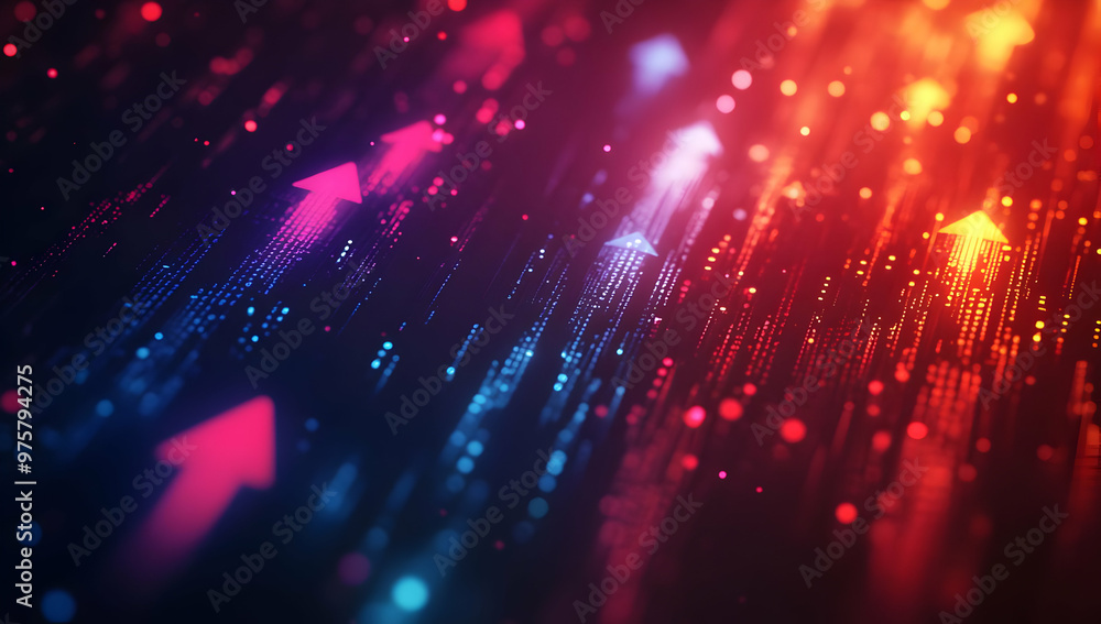 Aufkleber dynamic abstract background with glowing arrows representing growth, progress, and innovation in vib