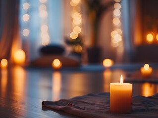 Peaceful Evening Meditation Session with Soft Candlelight and Calming Ambiance