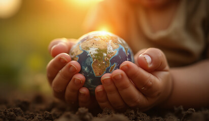 Earth in hands. world environment day. save of earth, nature. environment concept for background. AI generated.
