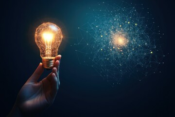 Glowing Idea - A Hand Holding a Light Bulb, A Symbol of Innovation, Inspiration, and Creativity