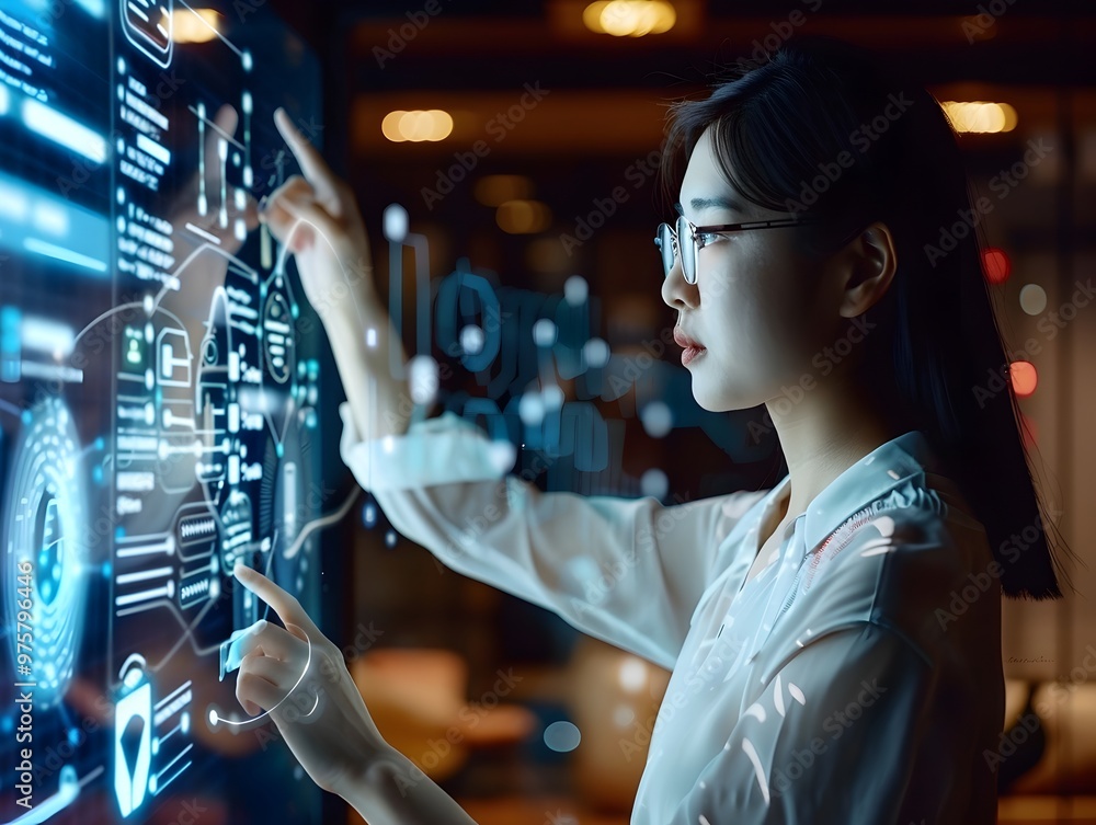Poster marketer using ai powered tool to analyze consumer data and predict trends for innovative marketing 