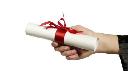 Hand holding a hotel key card on transparent background