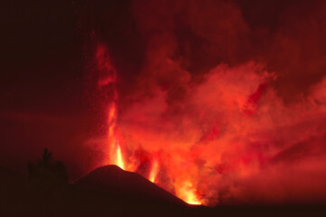 eruption of the volcano on the island of La Palma