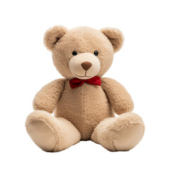 Obraz premium Adorable Plush Teddy Bear With Red Bow Tie Isolated On Transparent Background