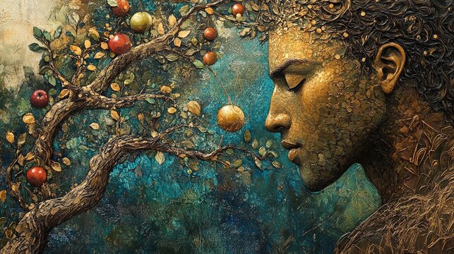 detailed close-up of spiritual fruit bearing as depicted in the parable of the sower, capturing the essence of growth, religious insight, and the fruitful results of faith
