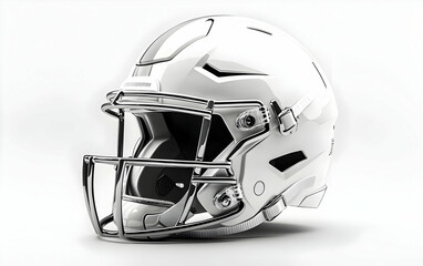 Fototapeta premium High-quality white football helmet with sleek design, perfect for showcasing sports gear and protection equipment.