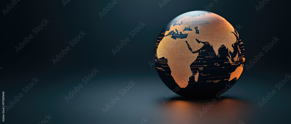 Aufkleber glowing globe of connectivity, a modern representation of the earth illuminated with intricate orang