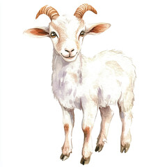 cute goat watercolor clipart illustration isolated