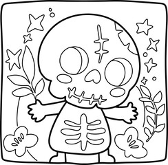 Coloring Halloween cartoon ghost cute hand drawn elements