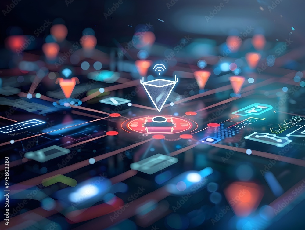 Poster futuristic ai driven customer journey mapping and marketing optimization concept