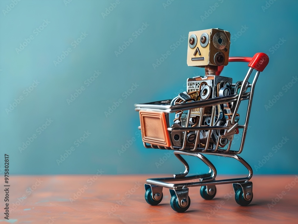 Poster robotic shopping cart powered by dynamic ai driven pricing strategies for optimizing retail sales an