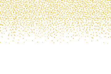 Gold glitter particles falling isolated on transparent background.  Golden glitter dust particle confetti. holiday confetti. Luxury celebration falling gold glitter. Festive decoration design elements