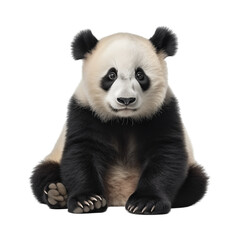 Obraz premium Cute Baby Panda Sitting Down And Looking Forward Isolated On A Transparent Background