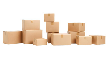 Obraz premium Cardboard boxes isolated on transparent background. 3d illustration.