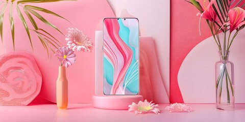 Pink and Blue Abstract Mobile Phone Background