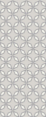 A geometric pattern featuring interlocking shapes in shades of gray on a light background, suitable for wallpaper or fabric design.