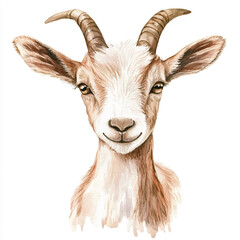 cute goat watercolor clipart illustration isolated