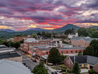 downtown Franklin, NC sunset