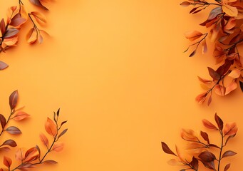 Autumn Leaves Background With Orange Color