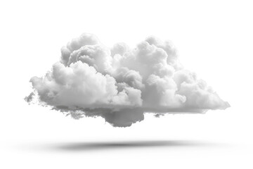 Fluffy white cloud floating on white background