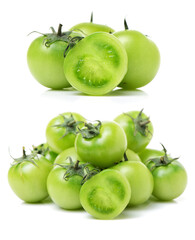 Green tomatoes on white background