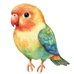 cute Gold Lovebird watercolor clipart illustration isolated