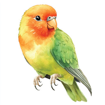 recommend clip art: cute Gold Lovebird watercolor clipart illustration isolated