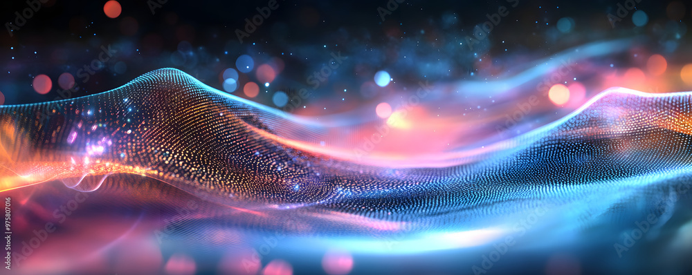 Poster calculated energy field created by a digital oscillated force field of data.