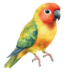 cute Gold Lovebird watercolor clipart illustration isolated