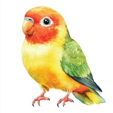 recommend clip art: cute Gold Lovebird watercolor clipart illustration isolated