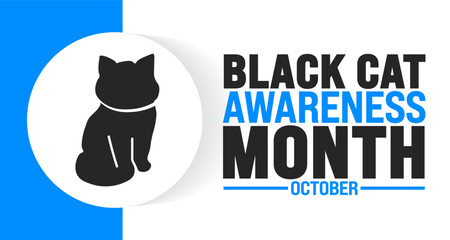 Black Cat Awareness Month background or banner design template is observed every year in October. Holiday concept. Template for card, poster, placard, template. eps 10