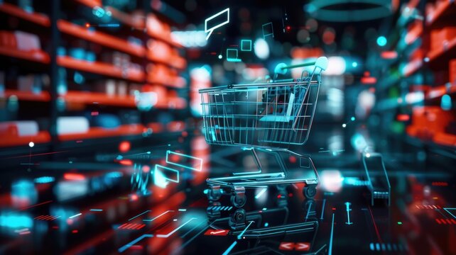 digital representation of a shopping cart within a virtual interface
