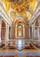 Obraz premium Ornate Ceiling and Floor of a Historic Building