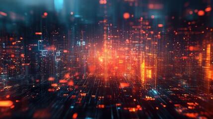 Obraz premium Futuristic background of points with a dynamic wave