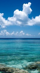 Fototapeta premium Blue Sky White Clouds and Blue Sea