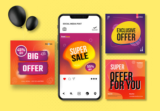 Super Offer Sale Square Social Media Post