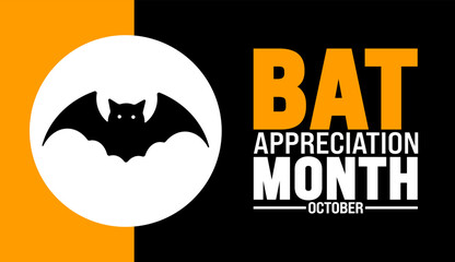 Bat Appreciation Month background or banner design template is observed every year in October. Holiday concept. Template for card, poster, placard, template. eps 10