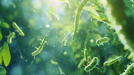 Fototapeta premium Bioengineered Bacteria Producing Biodegradable Materials for Sustainable Solutions
