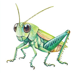 cute Grasshopper watercolor clipart illustration isolated