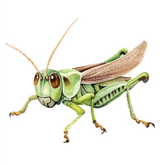 cute Grasshopper watercolor clipart illustration isolated