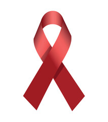 AIDS awareness red ribbon on white background