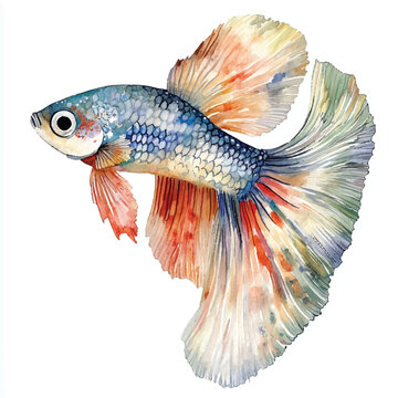 recommend clip art: cute Guppy fish  watercolor clipart illustration isolated
