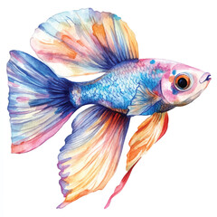 Fototapeta premium cute Guppy fish watercolor clipart illustration isolated