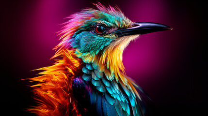 Fototapeta premium Colorful photo of a bird, where different parts of the image overlap and blend together